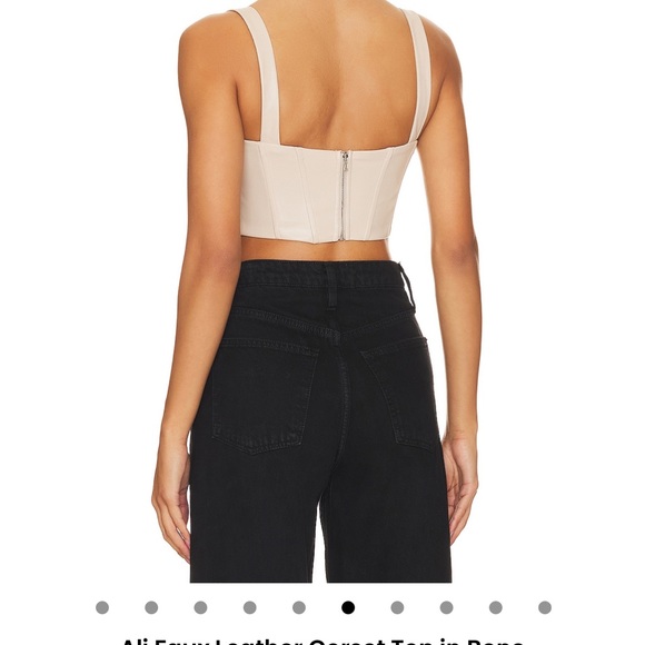 Women's Cream faux leather Corset Top - Picture 3 of 3